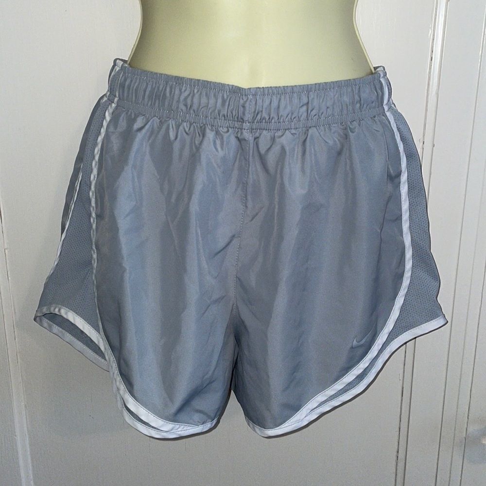 Nike gray with white trim Dri Fit running shorts